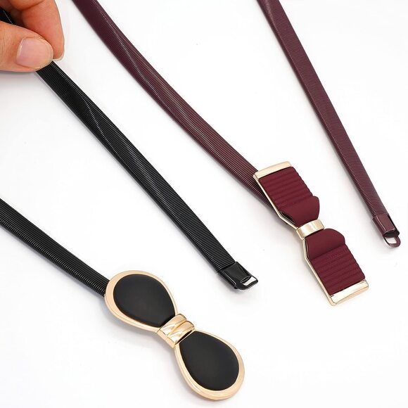 1891 2 Pieces Metal Stretch Elastic Waist Belt Skinny Thin For Women Dress main image 4